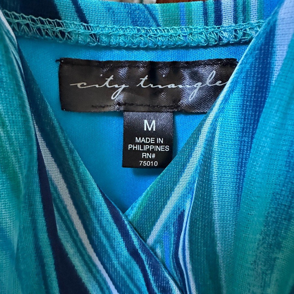 City Triangles Teal & Blue Swirl Midi Dress Y2K retro 13 going on 30 millennial - Picture 6 of 16